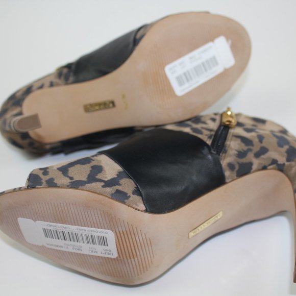 Louise et Cie Lo Idola Open Toe Bootie Heeled Boot Leopard Women Shoe 7 NEW FLAW - Picture 7 of 13